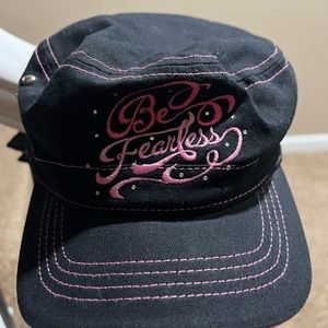 Susan G. Komen black breast cancer hat. “Be Fearless” and rhinestones!